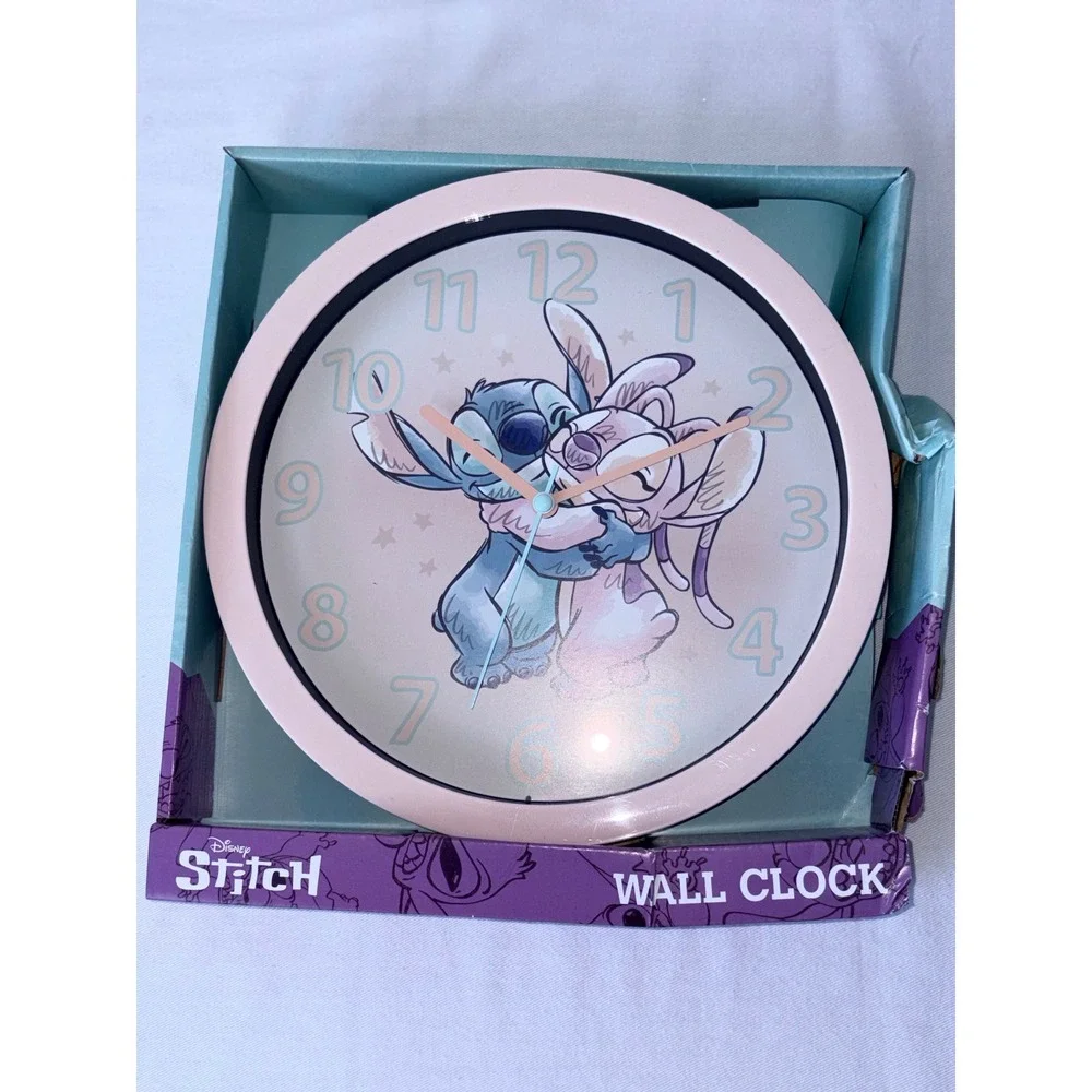 Disney‎ Lilo & Stitch Angel Pink Analog Wall Clock LAS3080 10 Inch New